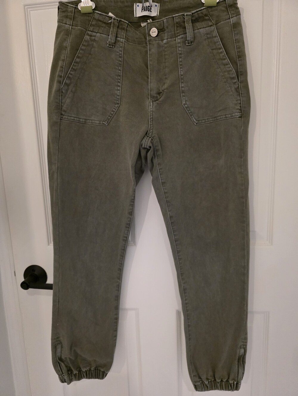 PAIGE Mayslie Cropped Jogger Pants Olive Green Size 27
